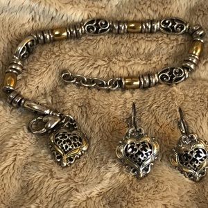 VTG🌸Brighton*SET* 2 Tone Bracelet and earring set